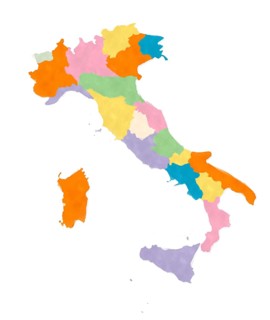 Italy map in watercolors over white background