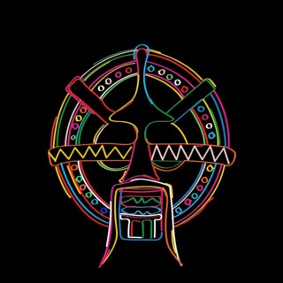 Stylized tribal mask in colors