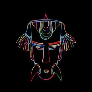 Stylized tribal mask in colors