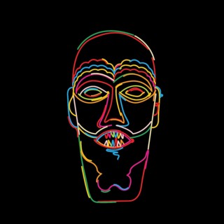 Stylized tribal mask in colors