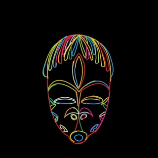 Stylized tribal mask in colors
