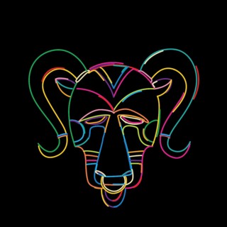 Stylized tribal mask in colors