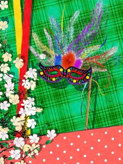 Watercolor style drawing Mardi Gras card