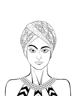 Black and white drawing of an african woman