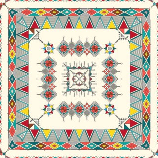 Decorative geometric repeating pattern inspired by Al-Qatt Al-Asiri traditional paintings