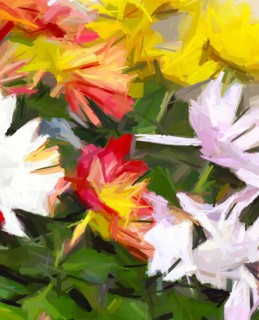 Expressive brush strokes digital painting of a floral background for fashion prints