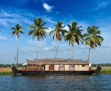 Houseboat on Kerala backwaters. Kerala