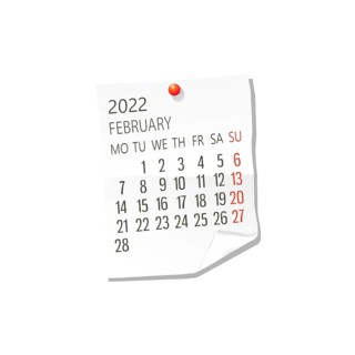 2022 Calendar on white paper
