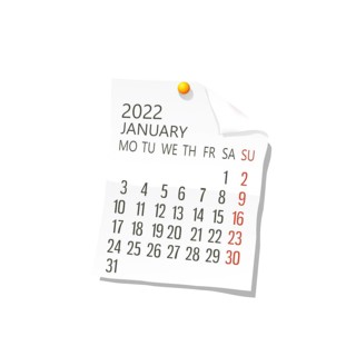 2022 Calendar on white paper