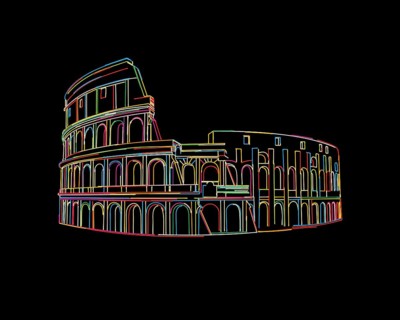 Colosseum brush sketch in colors