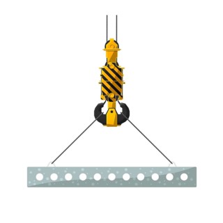 Concrete slab hanged on a crane hook