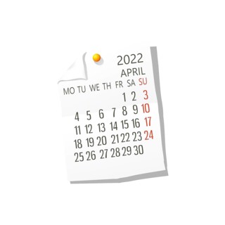 2022 Calendar on white paper