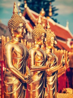 Vintage retro effect filtered hipster style image of Buddha statues in Wat Phra That Doi Suthep