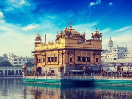 Vintage retro effect filtered hipster style image of famous indian toursit landmark and sacred pilgrimage site