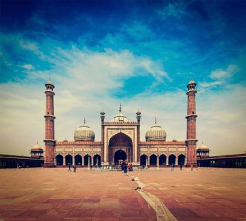 Vintage retro hipster style travel image of Jama Masjid