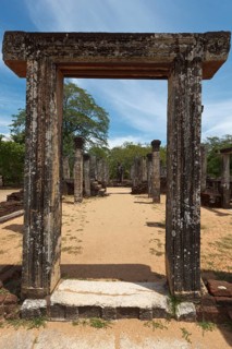 Passage in ancient ruins. Pollonaruwa