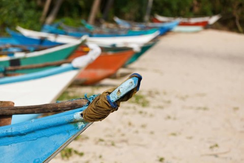 Fishing boats on beach. Mirissa