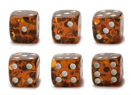 Dice with different numbers set isolated on white