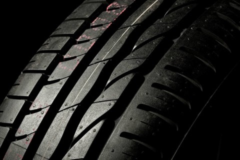 New car tire close up
