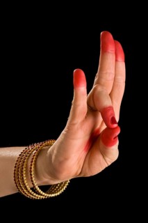 Woman hand showing Mayura hasta