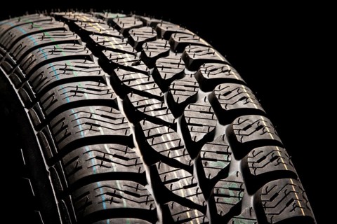 New car tire close up