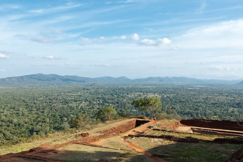 Ruins on top of Sigiriya rock. Sri Lanka