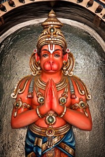 Hanuman statue in Hindu Temple. Sri Ranganathaswamy Temple. Tiruchirappalli