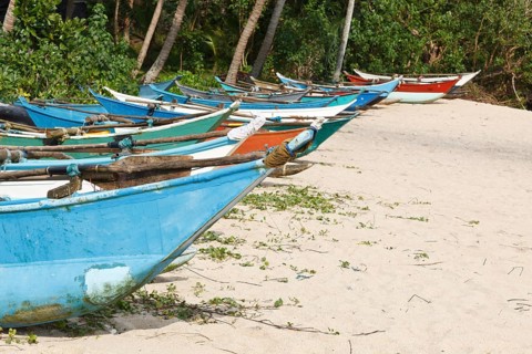 Fishing boats on beach. Mirissa