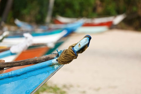 Fishing boats on beach. Mirissa