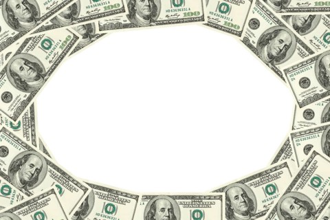 Frame made of hudred dollars banknotes