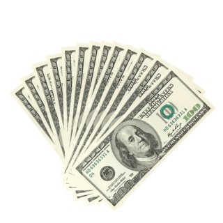 Hundreds of dollars spread on white background