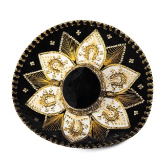 Black mexican sombrero from Mexico isolated on white background