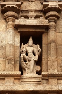 Indian deity Muruga statue. Bas reliefes in Hindu temple. Arunachaleswar Temple. Tiruvannamalai
