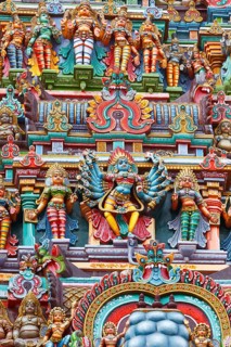 Kali image. Sculptures on Hindu temple gopura