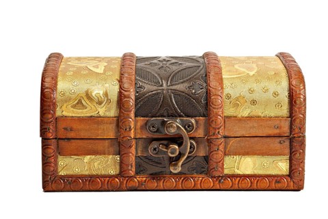 Indian style wooden jewellery box isolated on white