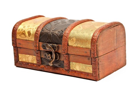 Indian style wooden jewellery box isolated on white