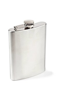 Stainless hip flask isolated on white background