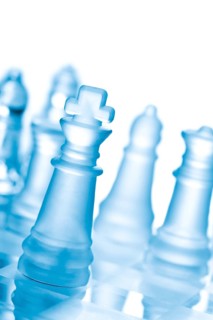 Glass chess on chess board