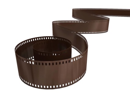Blank photo film with reflection on white