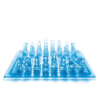 Glass chess on chess board