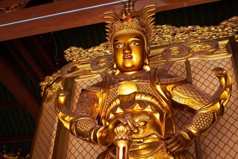 Skanda bodhisattva statue in Tian Wang Dian
