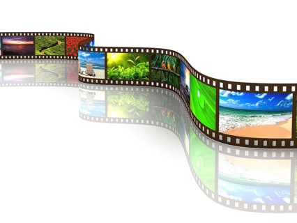 Photo film with reflection on white