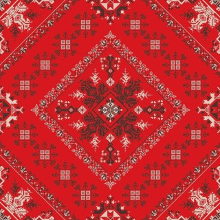 Decorative repeating pattern inspired by traditional Russian embroidery