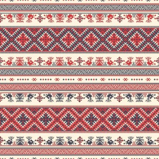 Decorative repeating pattern inspired by traditional Russian embroidery