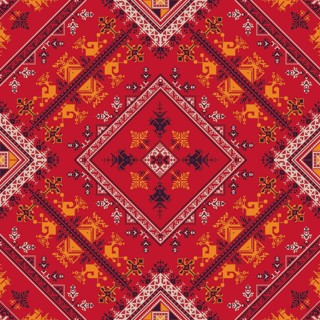 Decorative repeating pattern inspired by traditional Russian embroidery
