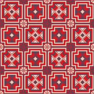 Decorative repeating pattern inspired by traditional Russian embroidery
