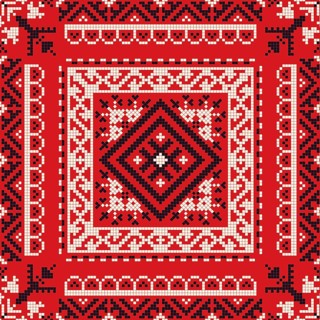 Decorative repeating pattern inspired by traditional Russian embroidery