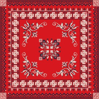 Decorative repeating pattern inspired by traditional Russian embroidery