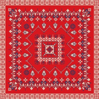 Decorative repeating pattern inspired by traditional Russian embroidery