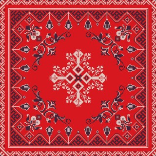 Decorative repeating pattern inspired by traditional Russian embroidery